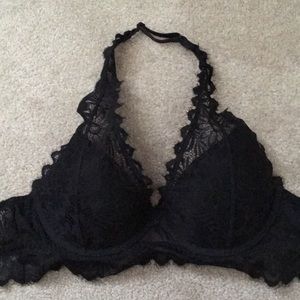 Pink lacy halter bralette